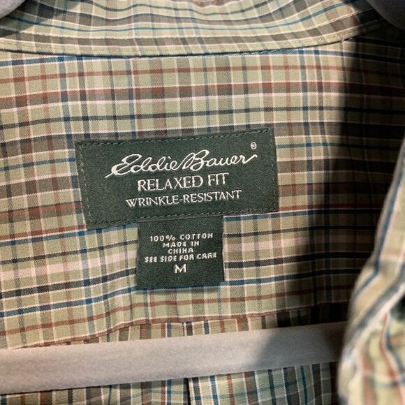 Eddie Bauer Green Plaid Dress Shirt - Picture 4 of 4